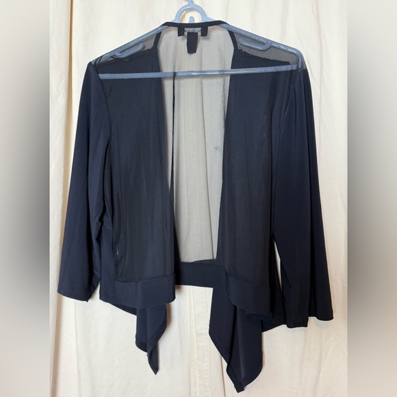 R&M Richards Women's Sz XL Elegant Sheer Back Black Cardigan Poly/Spandex - Picture 3 of 6